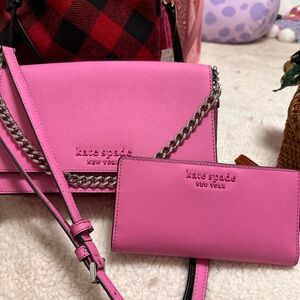 Kate Spade Pink Crossbody Bag with Gold Hardware